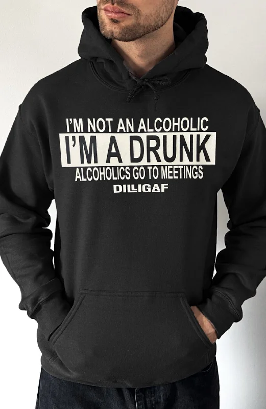 Tie-dye fleece hoodie black -Not an Alcoholic Pullover Hoodie