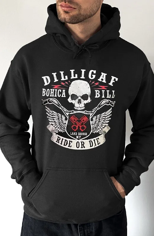 Satin fleece hoodie navy -Ride or Die Pullover Hoodie