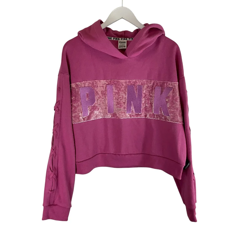 Velvet sweatshirts plush pink -Sweatshirt Hoodie By Pink In Pink, Size: L