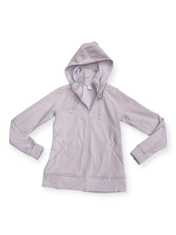 Metallic cotton sweatshirts silver -Athletic Sweatshirt Hoodie By Athleta In Purple, Size: S