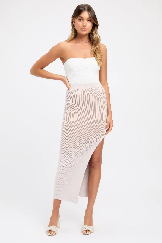 textured crepe skirts -Cece Split Midi Skirt