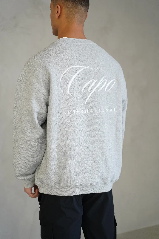 Metallic cotton hoodie gold -Capo International Sweater - Grey Marl