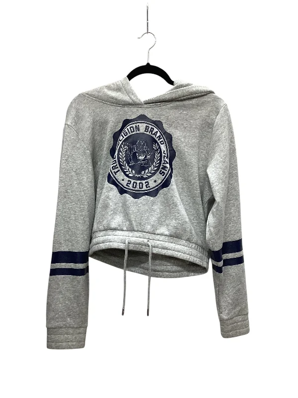 Pinstripe cotton sweatshirts grey -Sweatshirt Hoodie By True Religion In Grey, Size: L