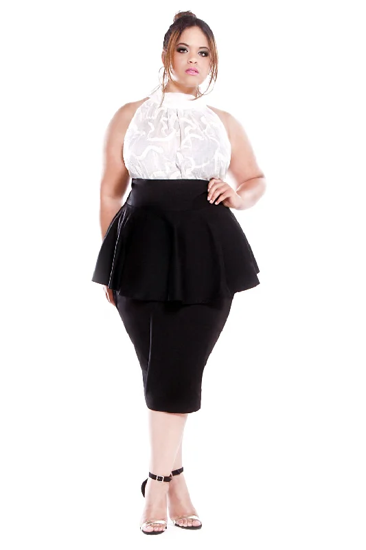 road free skirts -High Waist Peplum Pencil Skirt- JIBRI