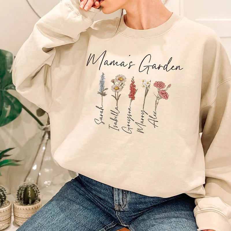 Crewneck fleece sweatshirts green -Mama's Garden Sweatshirt