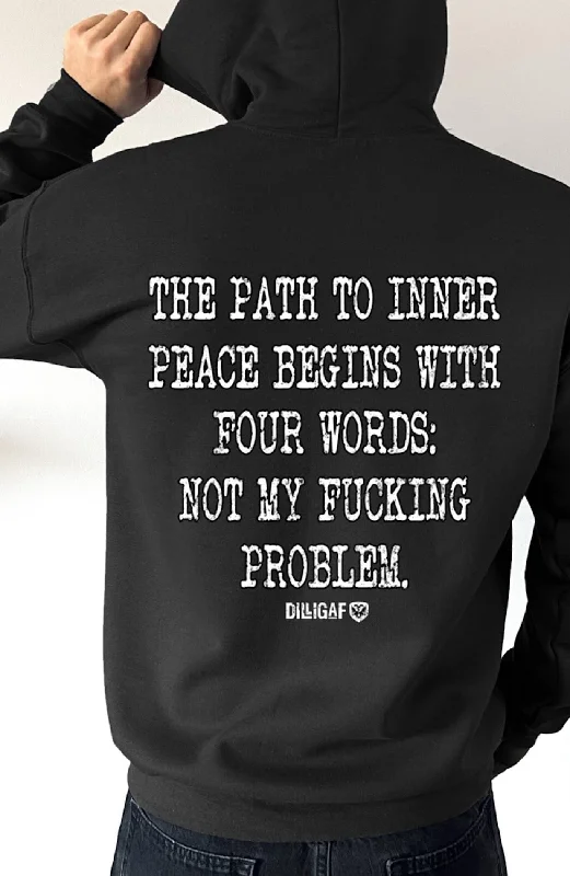 Tie-dye fleece hoodie black -Path the inner peace Pullover Hoodie