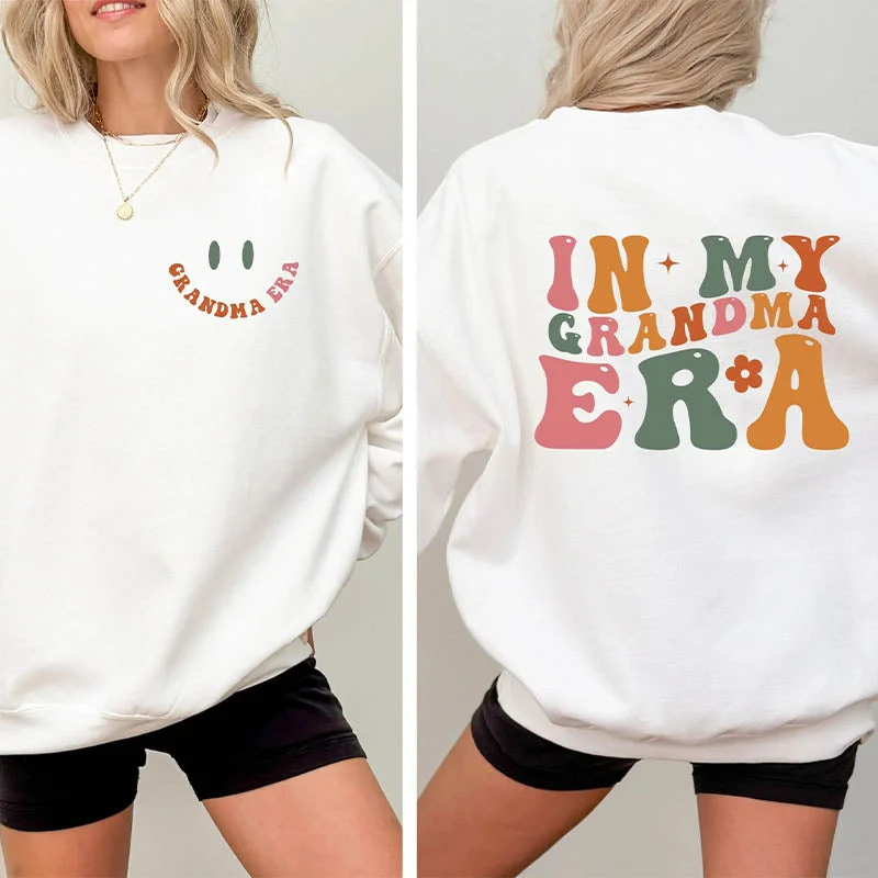 Tie-dye cotton sweatshirts ivory -In My Grandma Era Lovers Sweatshirt