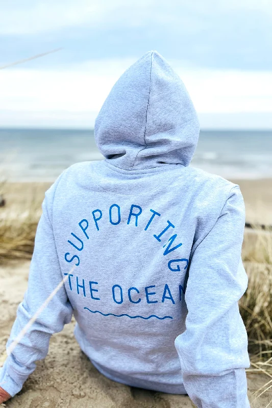 Terry zip-up hoodie black -Hoodie "Supporting the Ocean"