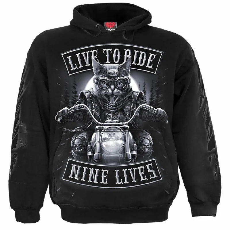 Pinstripe fleece hoodie green -NINE LIVES - Hoody Black