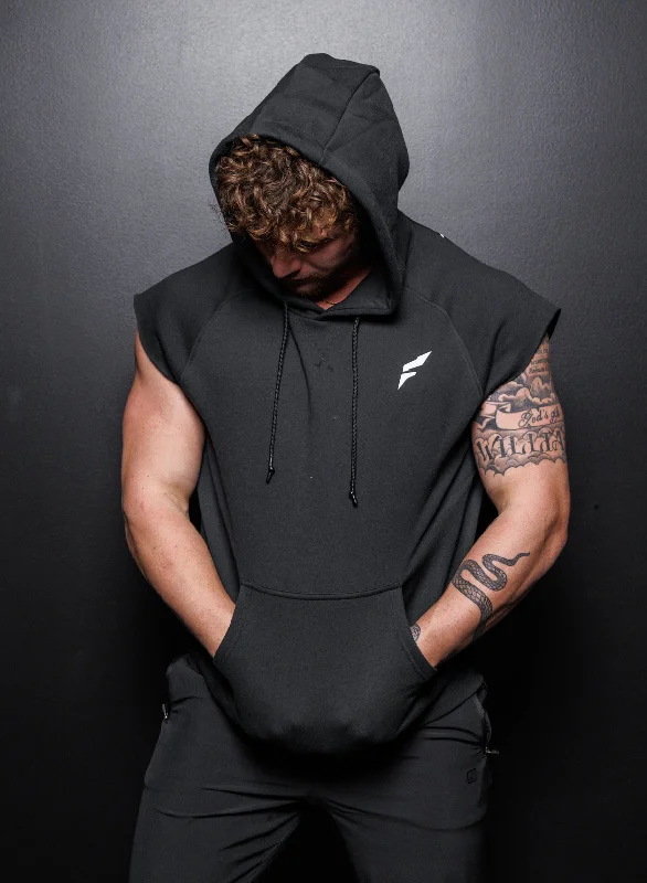 Velvet zip-up hoodie grey -UDTC SLEEVELESS SWEATSHIRT - BLACK