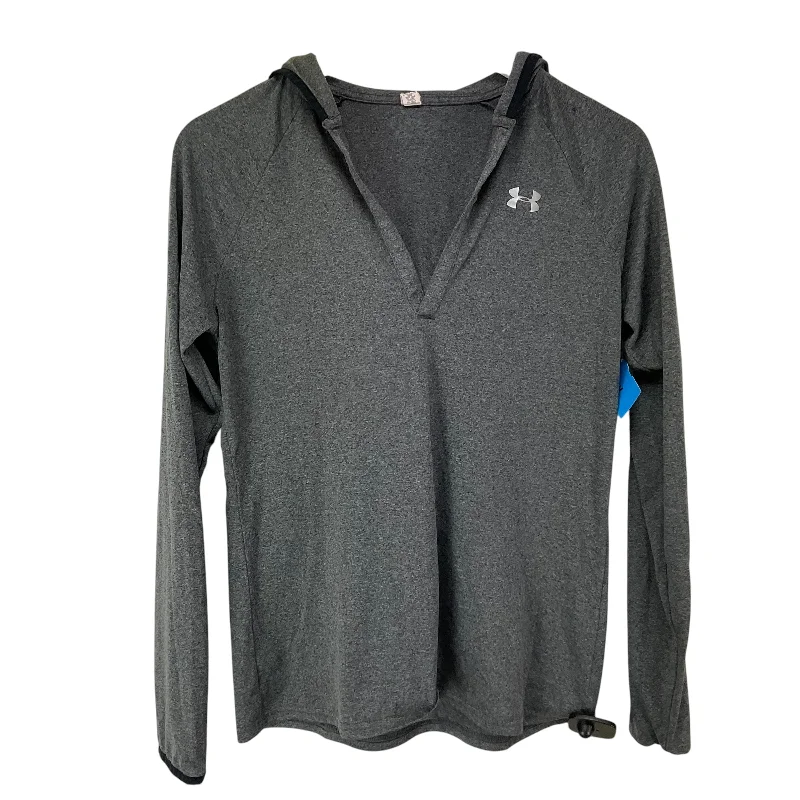 Satin fleece sweatshirts black -Athletic Sweatshirt Hoodie By Under Armour In Grey, Size: M