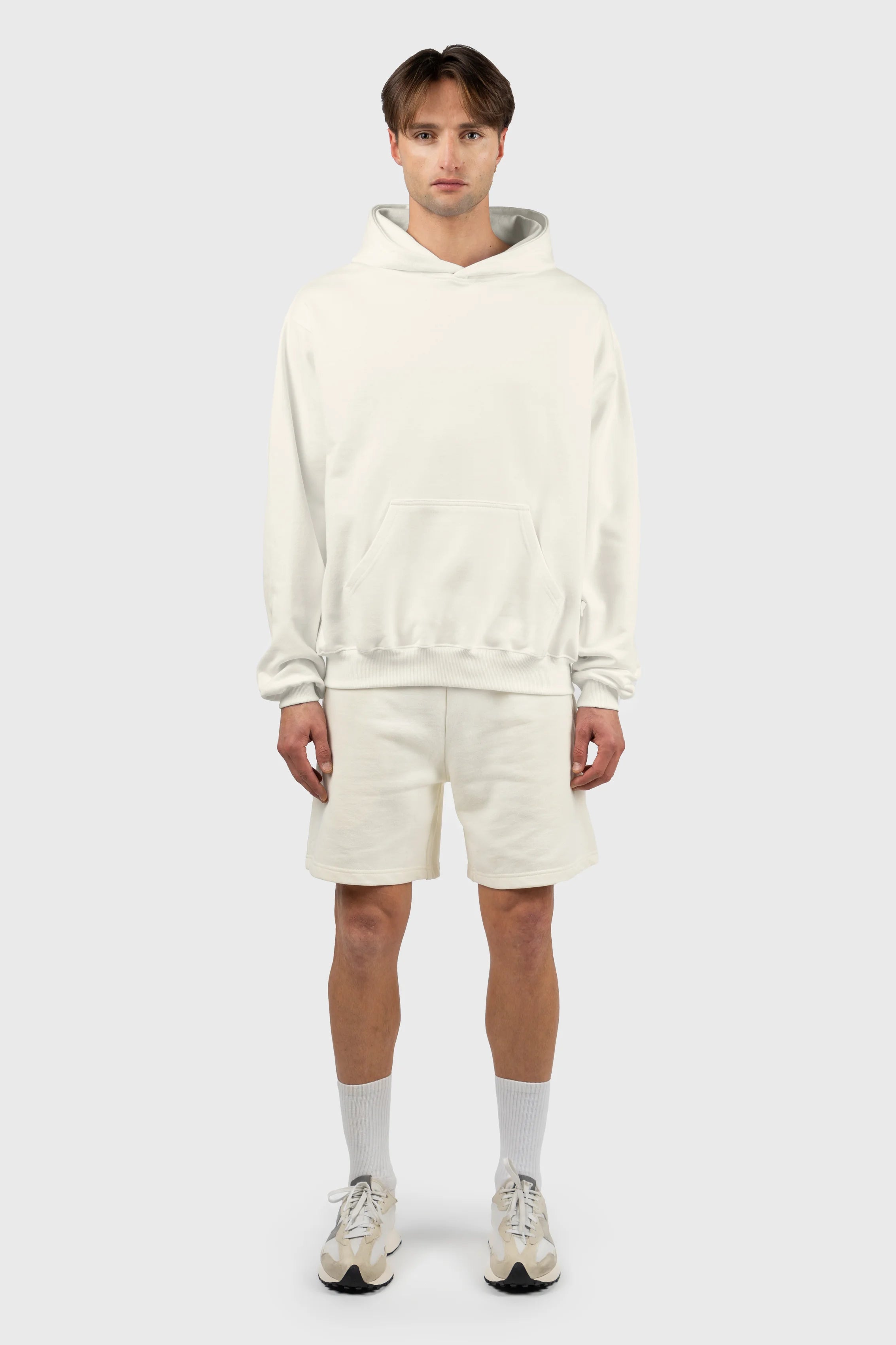 Zip-up fleece hoodie beige -Everyday Oversized Hoodie