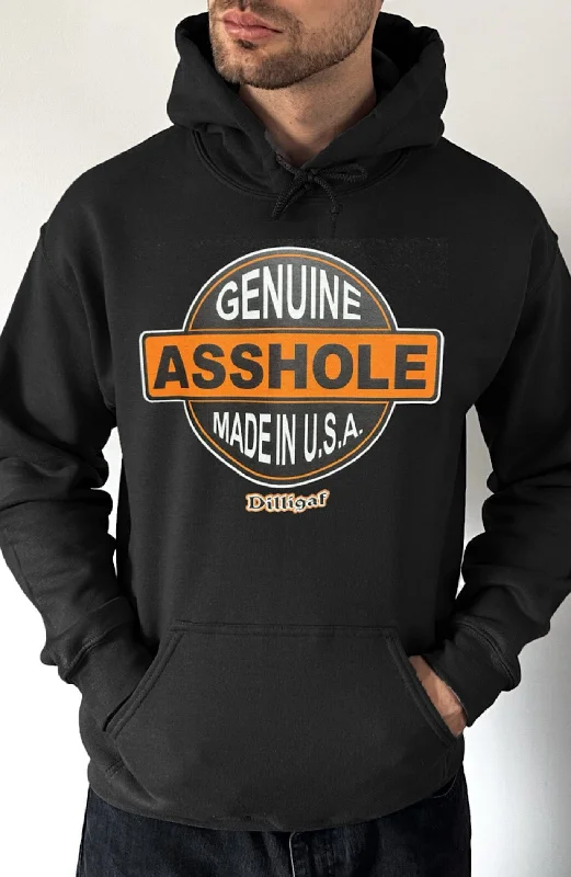 Oversized cotton hoodie white -Genuine Asshole Pullover Hoodie