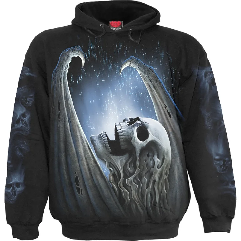 Embroidered fleece hoodie navy -WINGED SKELTON - Hoody Black