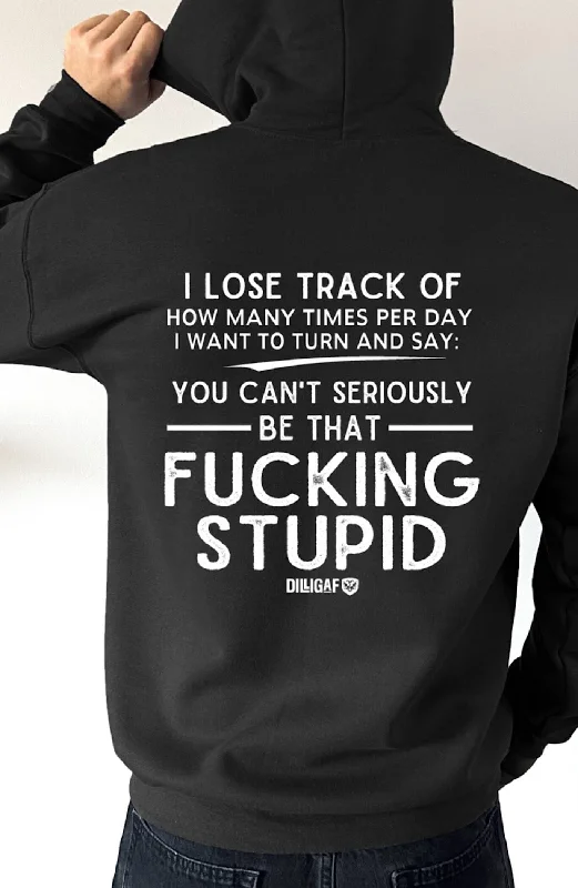 Zip-up cotton hoodie blue -Can't be the fucking stupid Pullover Hoodie