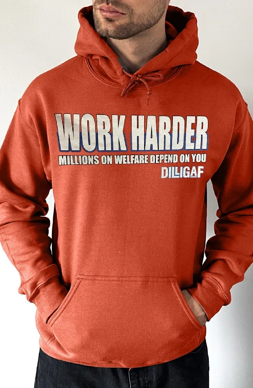 Cropped cotton hoodie pink -Work Harder Pullover Hoodie