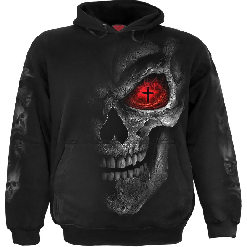 Zip-up cotton hoodie grey -DEATH STARE - Hoody Black