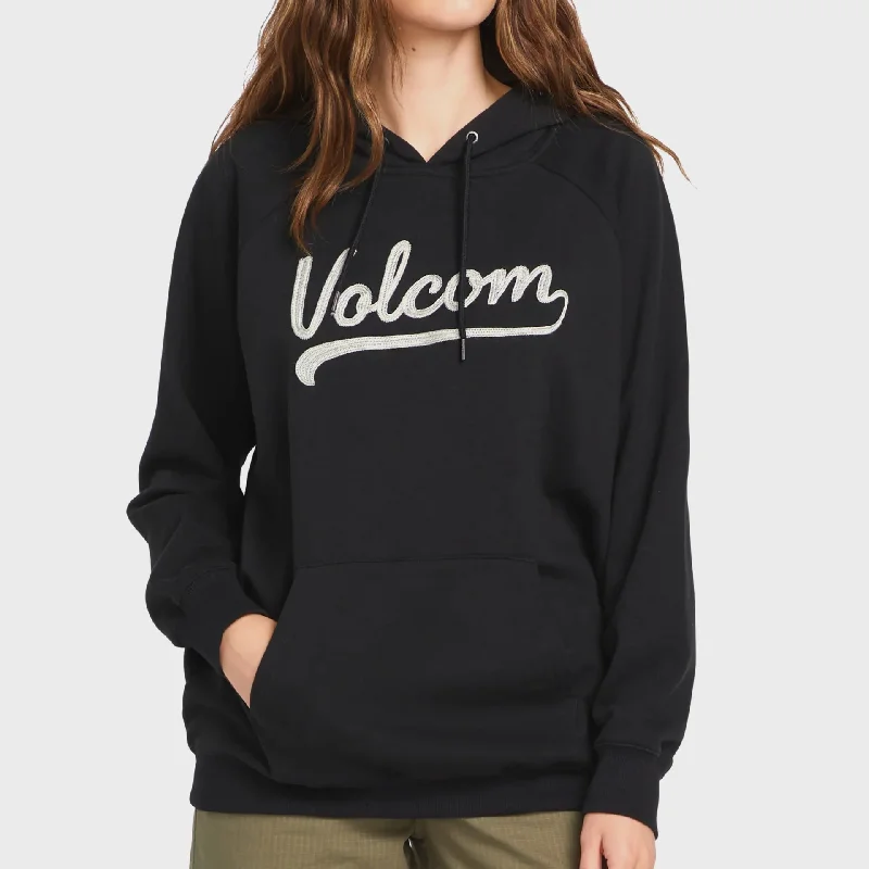 Embroidered cotton hoodie green -Volcom Womens Truly Stoked Hoodie - Black