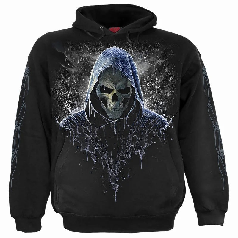 Striped fleece hoodie red -REAPING IN THE RAIN - Hoody Black