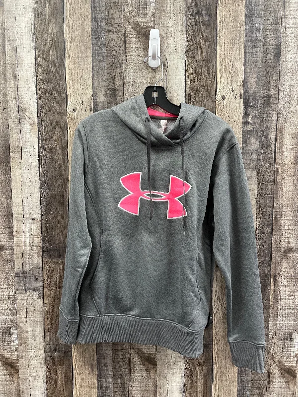 Mesh fleece sweatshirts black -Athletic Sweatshirt Hoodie By Under Armour In Grey, Size: S