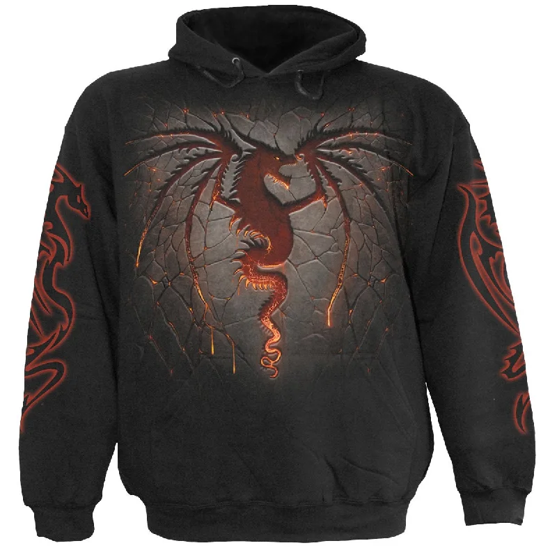 Terry pullover hoodie tan -DRAGON FURNACE - Hoody Black