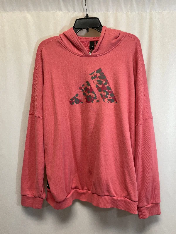 Striped fleece sweatshirts beige -Sweatshirt Hoodie By Adidas In Pink, Size: Xl