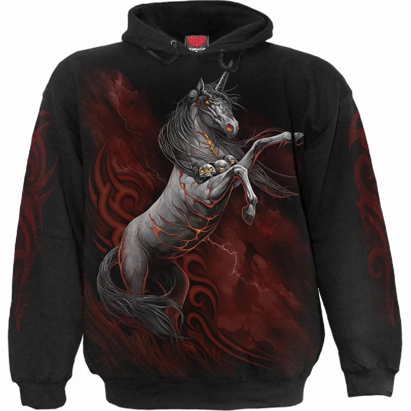 Metallic fleece hoodie silver -INFERNAL UNICORN - Hoody Black