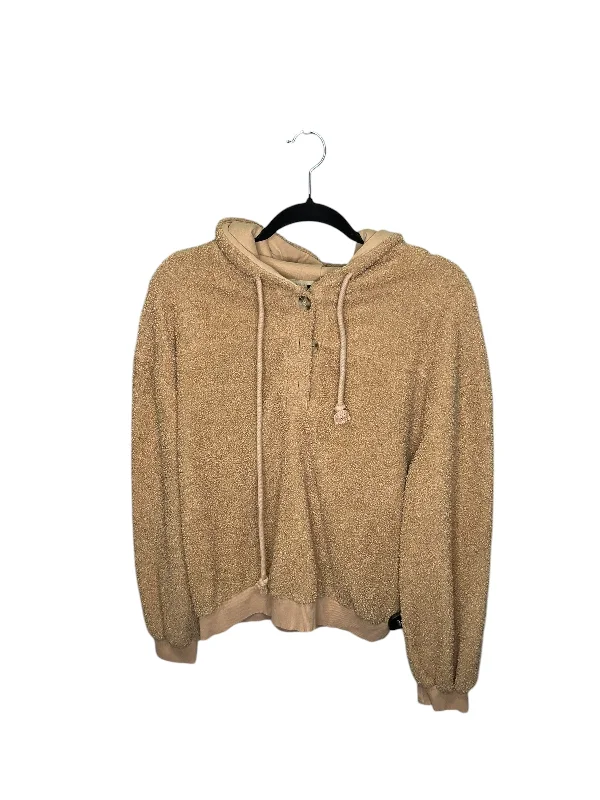 Mesh fleece sweatshirts beige -Sweatshirt Hoodie By Current Air In Brown, Size: M