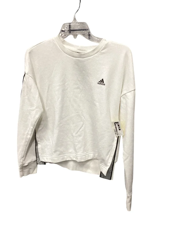 Chenille pullover sweatshirts white -Athletic Sweatshirt Crewneck By Adidas In White, Size: S