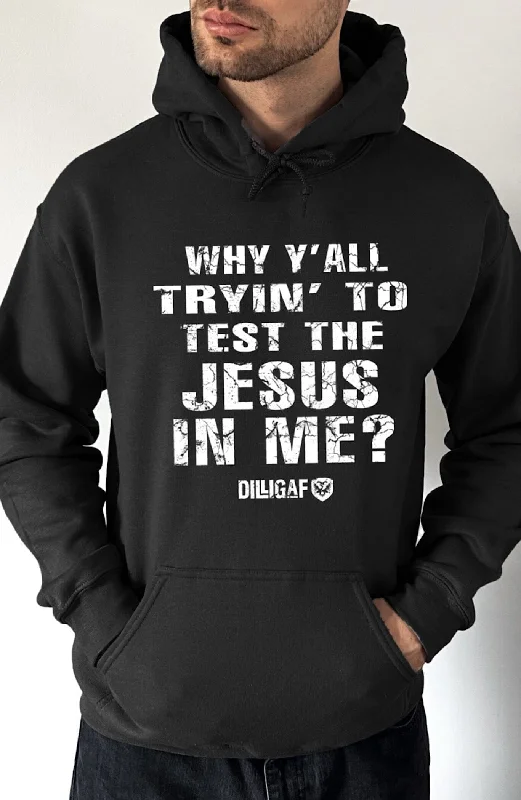 Oversized cotton hoodie beige -Test Jesus Pullover Hoodie