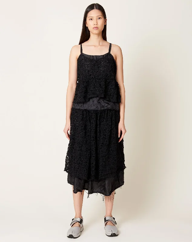 hoof vibe skirts -Black Chemical Lace Tafetta Skirt