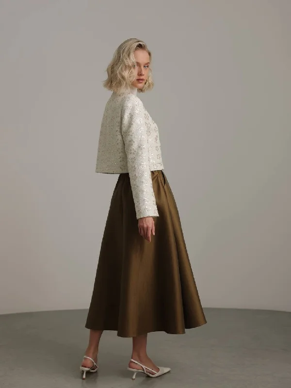 score mark skirts -Bronze Allure Pleated Skirt