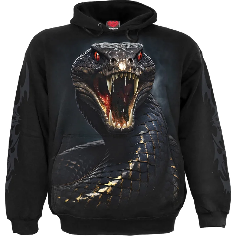 Long fleece hoodie black -BASILISK - Hoody Black