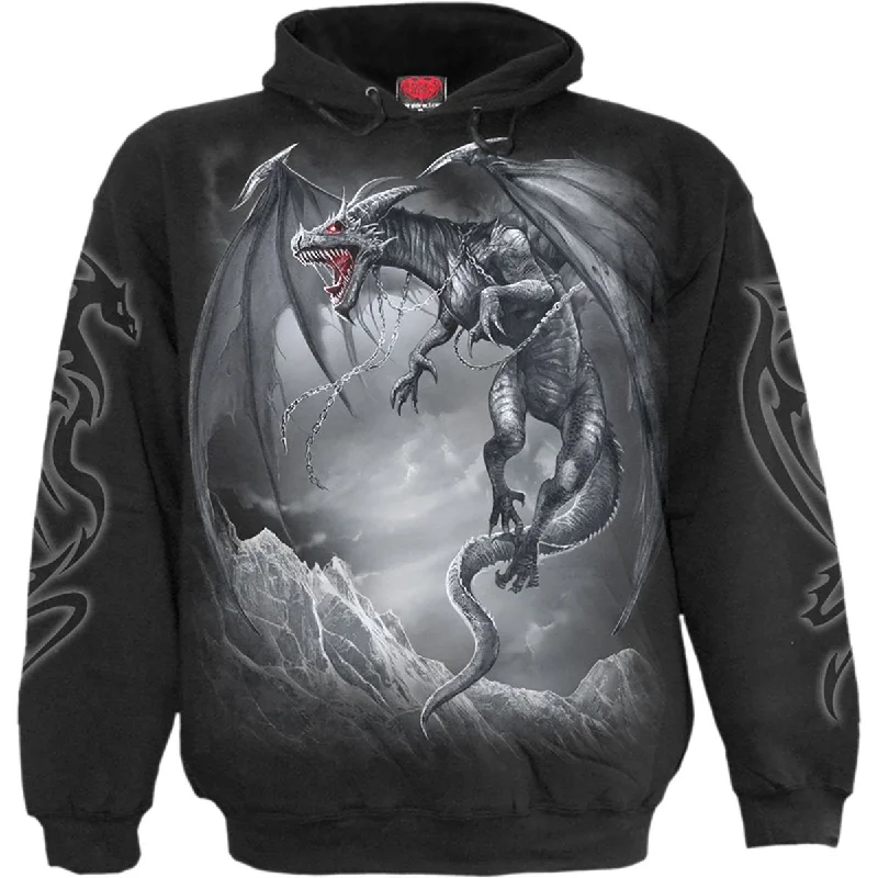 Textured fleece hoodie black -DRAGON'S CRY - Hoody Black