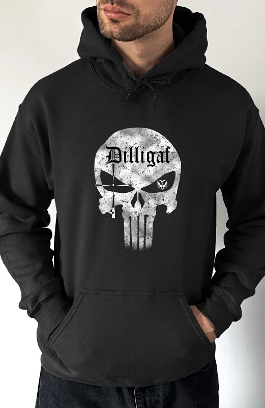 Velvet zip-up hoodie tan -Dilligaf Punisher Pullover Hoodie