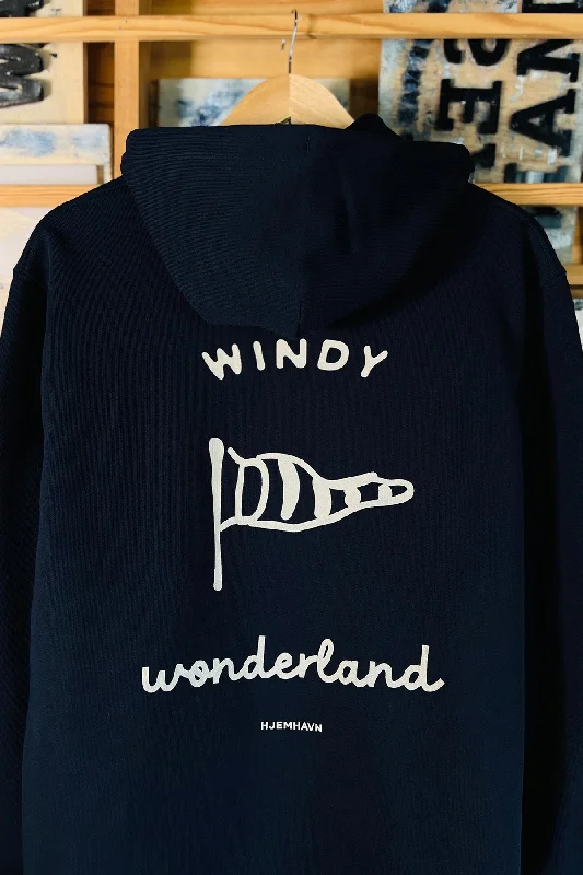 Fringe fleece hoodie black -Hoodie "Windy Wonderland"