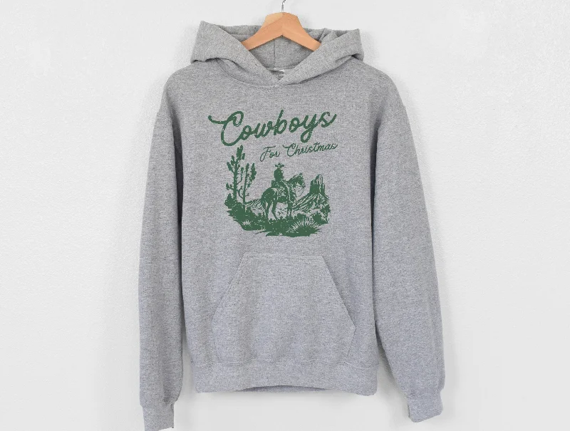 Zip-up cotton hoodie green -cowboys for christmas hoodie