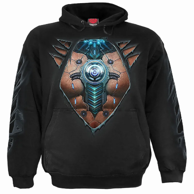 Sherpa hoodie fuzzy blue -CYBER SKIN - Hoody Black