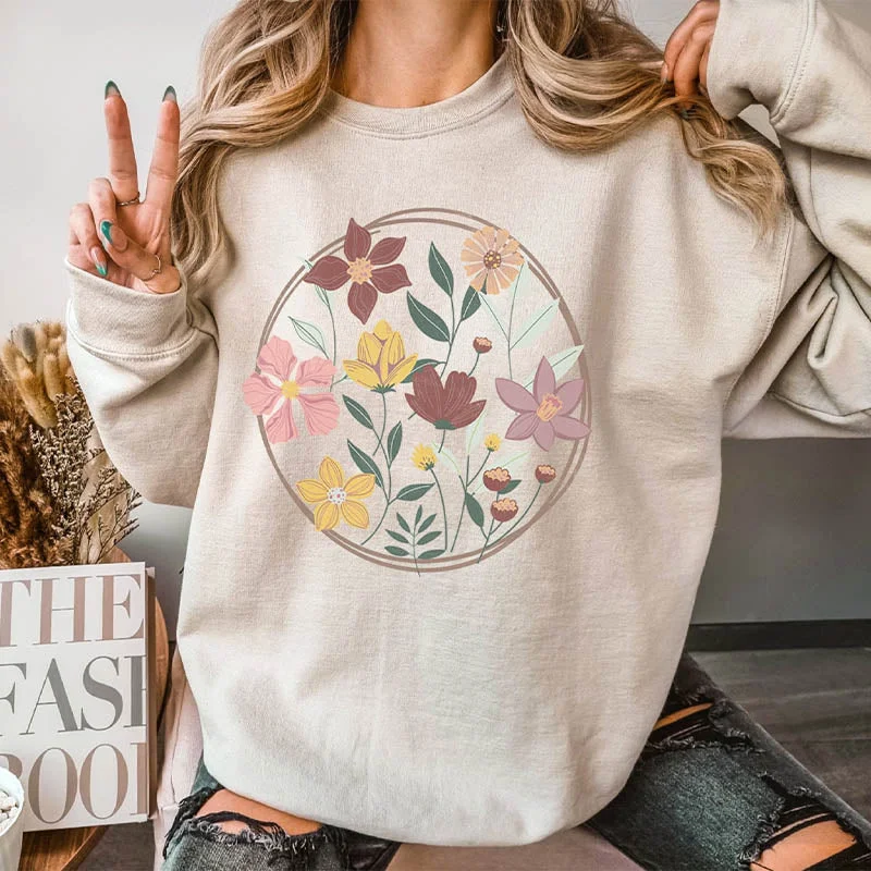 Chenille crewneck sweatshirts pink -Wildflowers Feminine Lover Sweatshirt