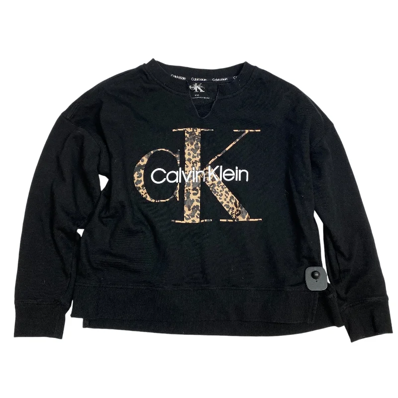 Pinstripe cotton sweatshirts navy -Sweatshirt Crewneck By Calvin Klein In Black, Size: M