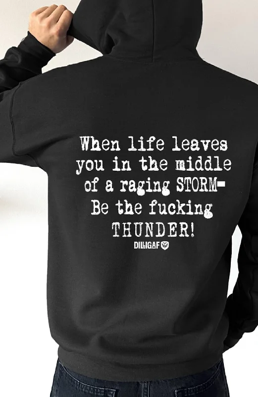 Neon teal hoodie vibrant -Be the fucking thunder Pullover Hoodie