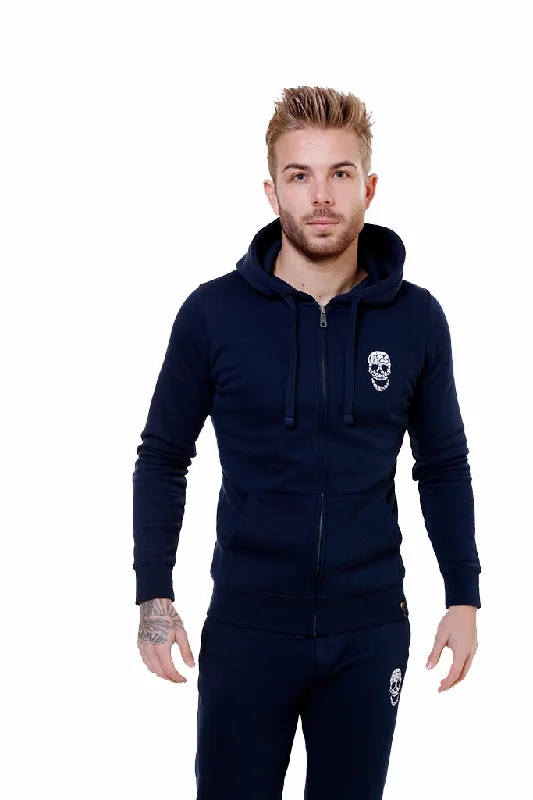 Terry pullover hoodie navy -Mens Navy Zip Hoodie