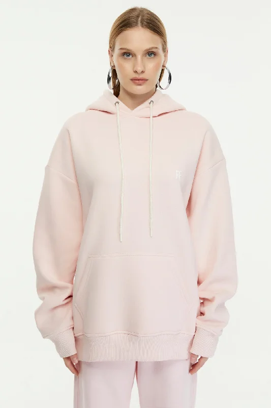 Pinstripe fleece hoodie white -FF / Oversized Pullover Hoodie