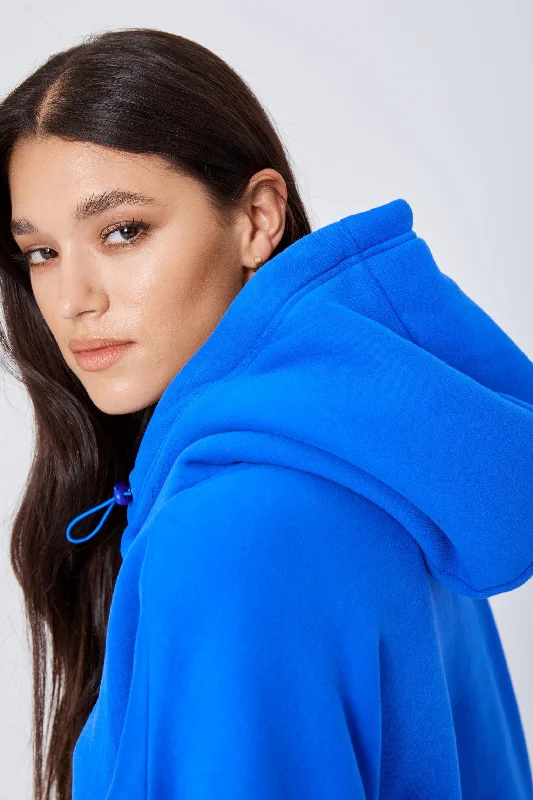 Velvet zip-up hoodie tan -ROZALIA x ATOIR Womens The Hoodie Cobalt