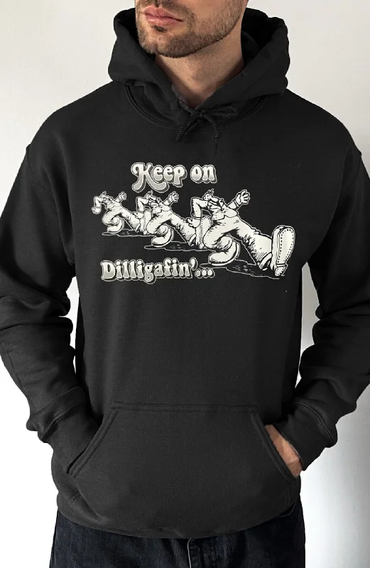 Textured fleece hoodie black -Keep on Dilligafin' Pullover Hoodie