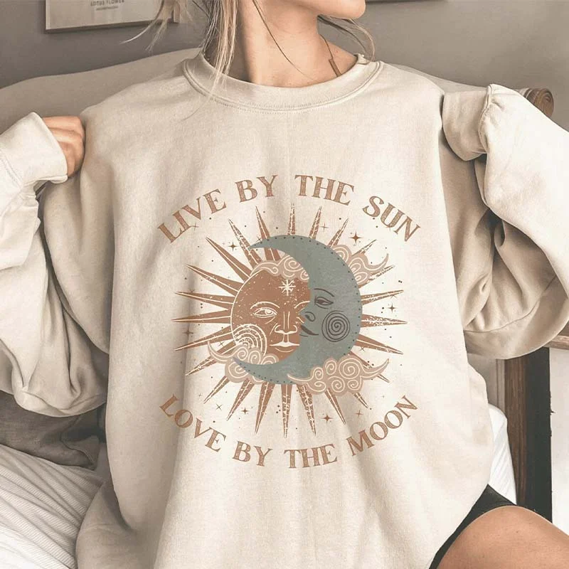 Fringe cotton sweatshirts brown -Live by the Sun Love by the Moon Sweatshirt