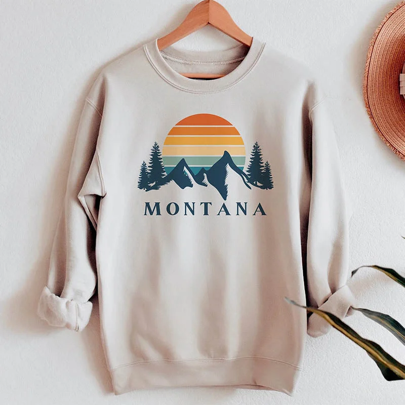 Terry sweatshirts soft navy -Montana Mountains Hiking Sweatshirt