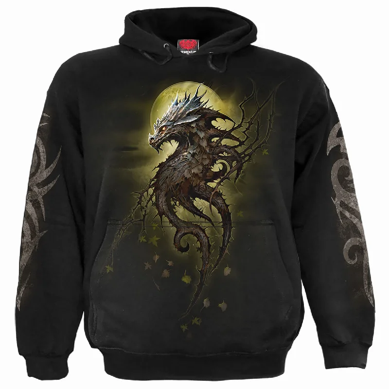 Cropped cotton hoodie navy -OAK DRAGON - Hoody Black