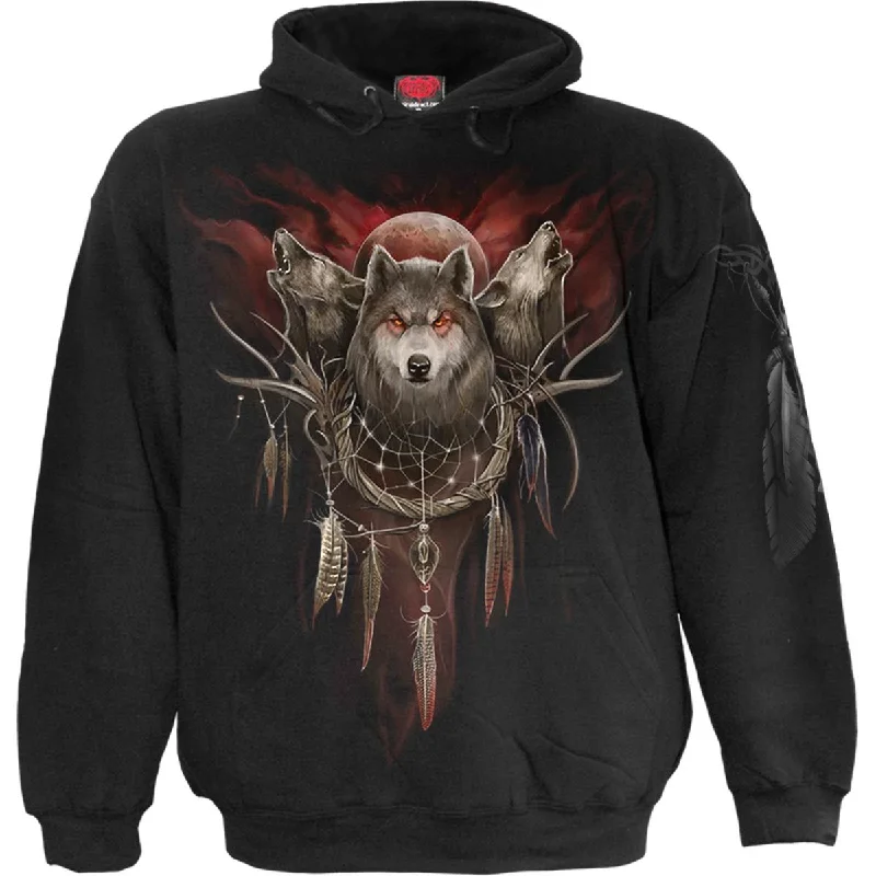 Oversized fleece hoodie white -CRY OF THE WOLF - Hoody Black