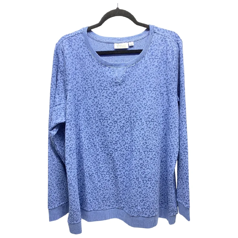 Mesh fleece sweatshirts beige -Sweatshirt Crewneck By Denim And Company In Blue, Size: Xl